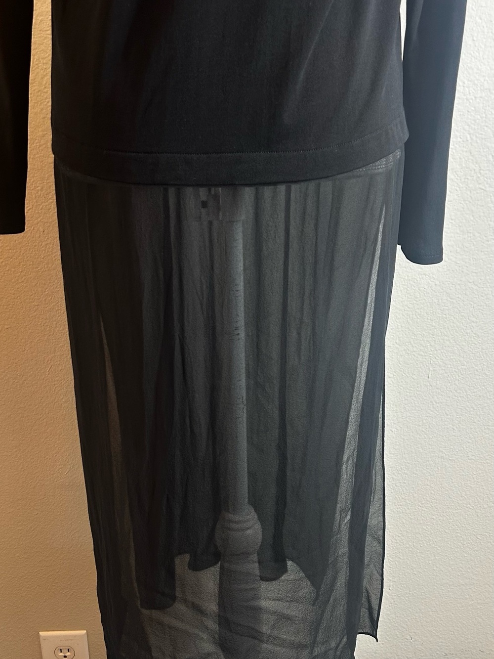 Eileen Fisher Black 100% Silk Double Layer Midi Dress Women's Medium - Picture 10 of 10